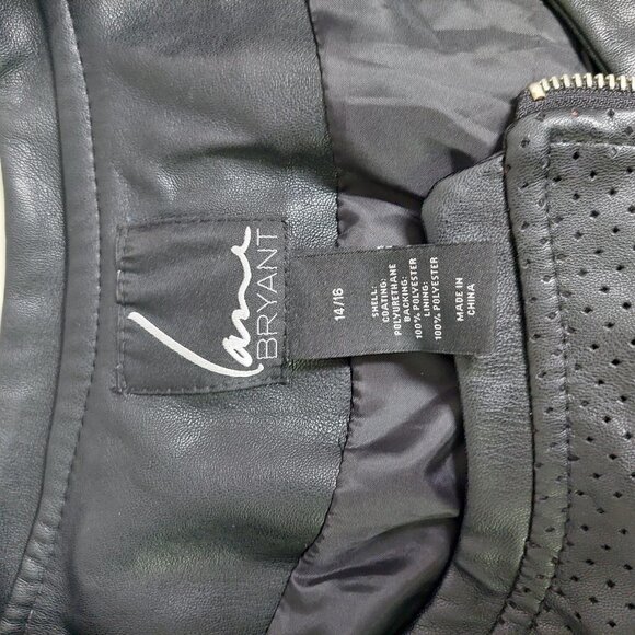 Lane Bryant Motto Jacket Perforated Black 14/16 Biker Asymmetrical Faux Leather - Picture 5 of 9